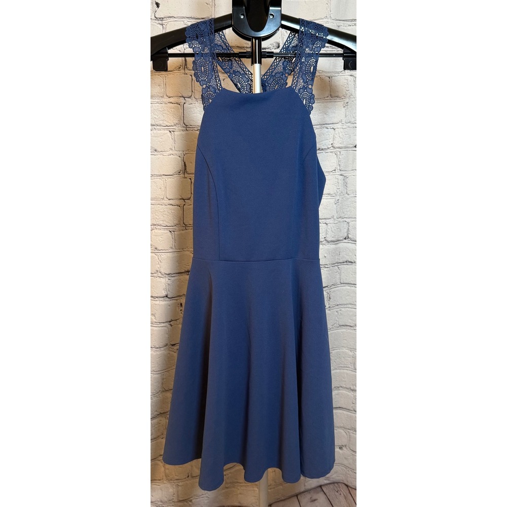 Altar'd State Mojave Blue Crochet Lace Back Fit and Flare Skater Dress Medium
